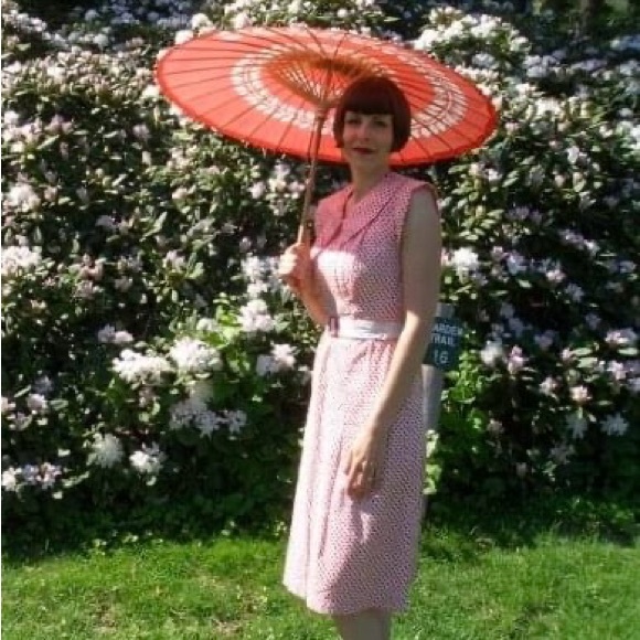 Vintage 1930s red and white cotton day dress! - Picture 9 of 9